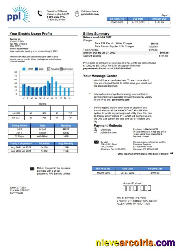 USA Philadelphia PPL utility bill